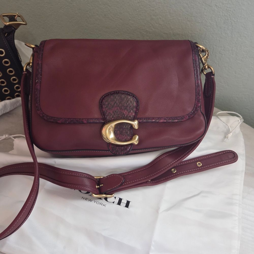 Coach Soft Tabby Shoulder Bag With Snakeskin Detail